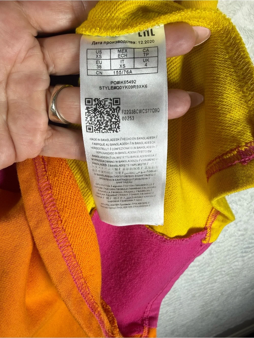 GUESS Colorblock Pink Orange Yellow Logo Dress - Picture 4 of 8